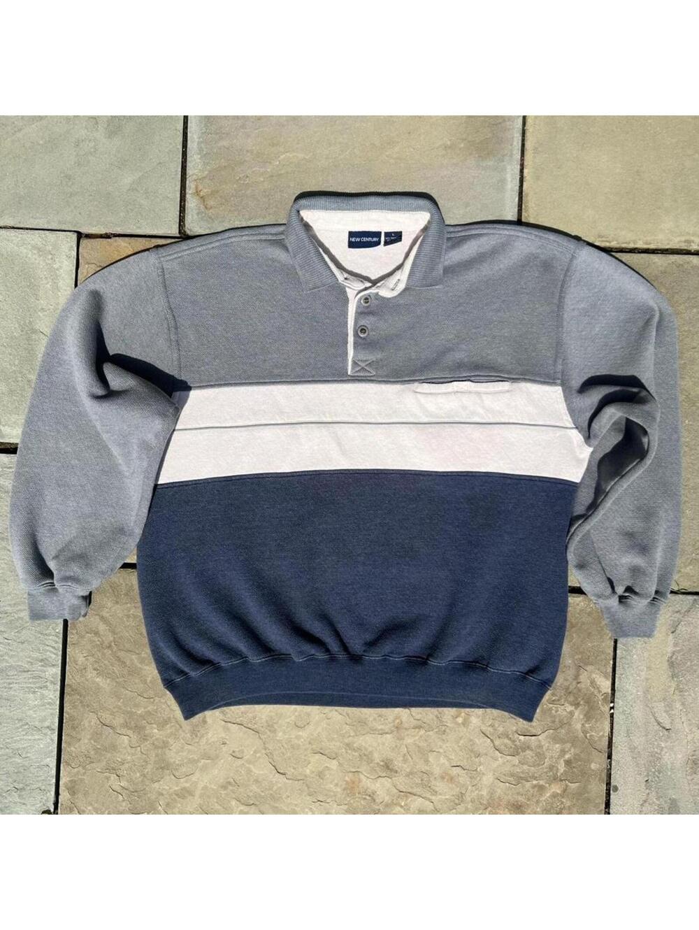 Vintage Y2K Colorblock Cut and Sew Polo Sweater